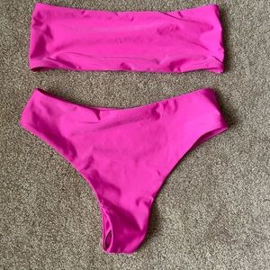 High rise hot pink bikini